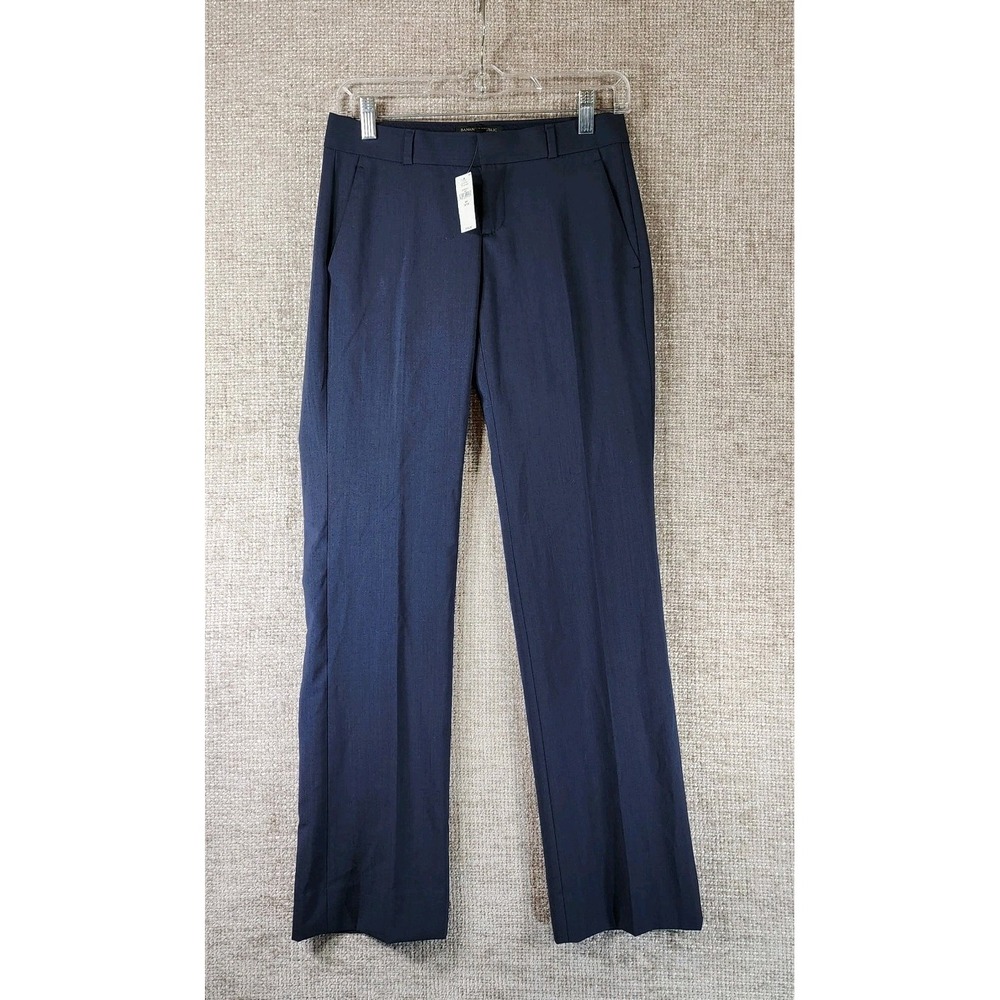 Banana Republic Logan Dress Pants Womens 00 Petite Navy Wool Blend Career NWT